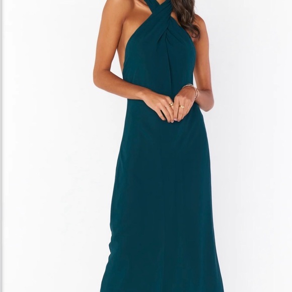 Jasmine Halter Midi Dress ~ Emerald Chiffon - Picture 3 of 3